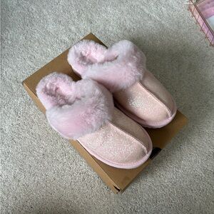 UGG Cozy II Baby Pink Y2K Glitter Slippers NWT